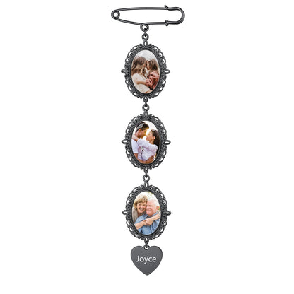 Customized Memorial Picture Charms Brooch Pins for Wedding
