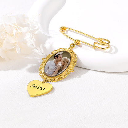 Customized Memorial Picture Charms Brooch Pins for Wedding