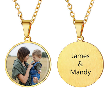 Customized Round Picture Necklace Memorial Gift for