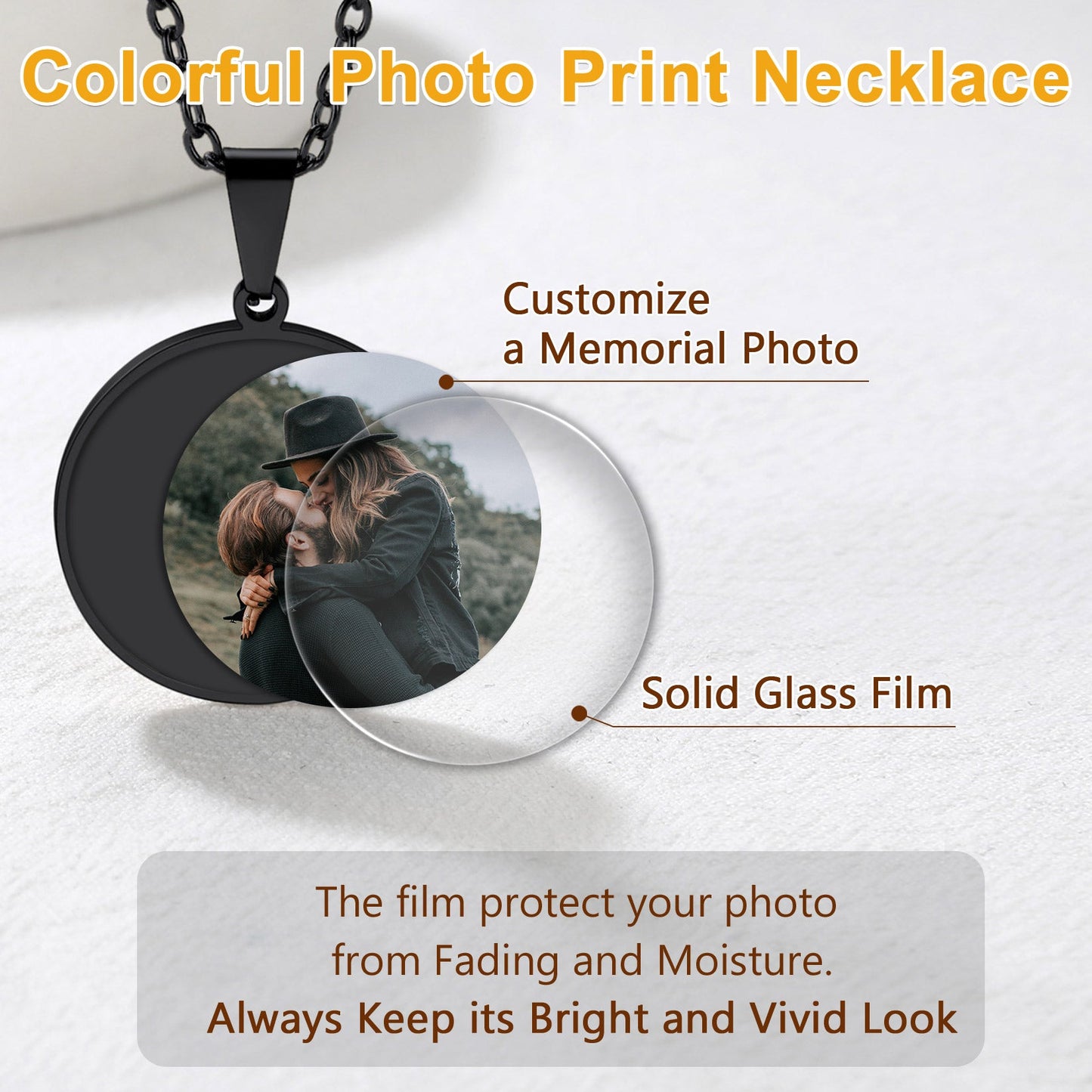 Customized Round Picture Necklace Memorial Gift for