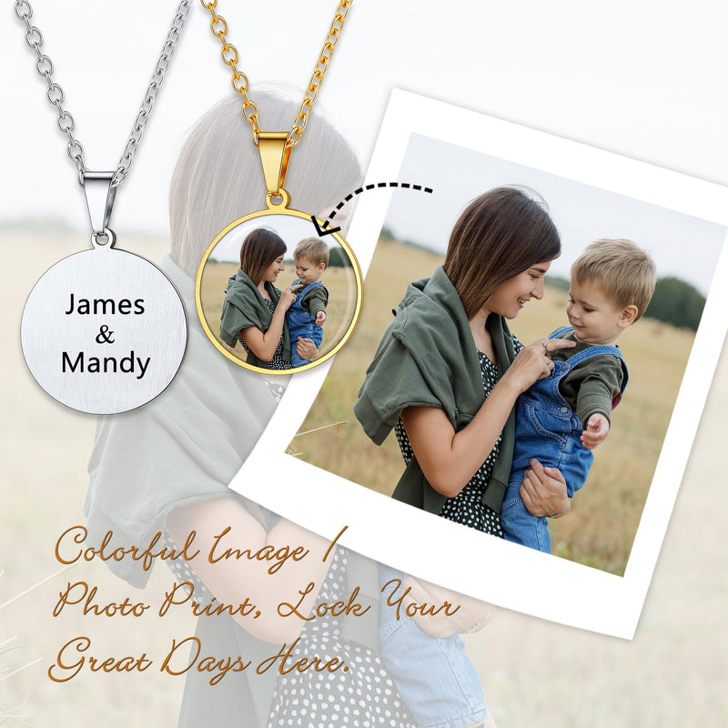 Customized Round Picture Necklace Memorial Gift for