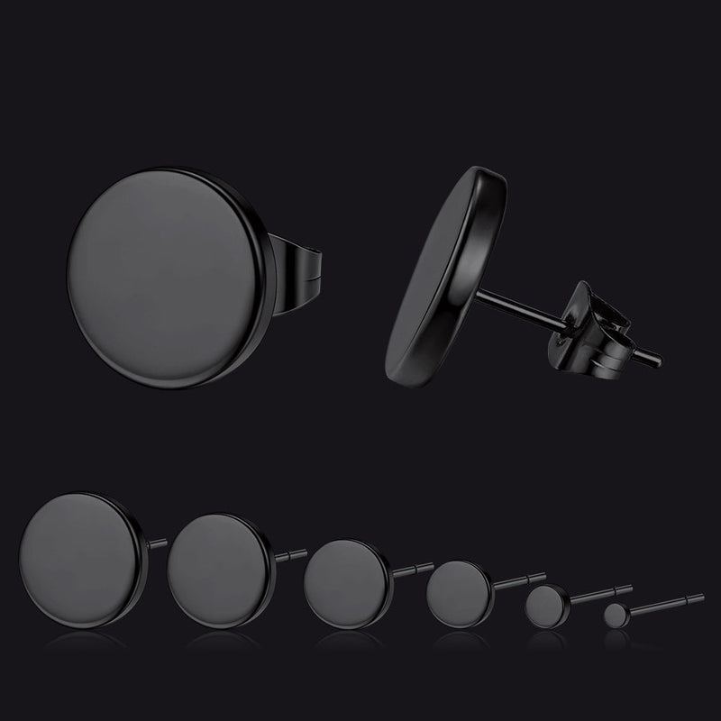 6 Pairs Punk Round Stud Earrings Set for
