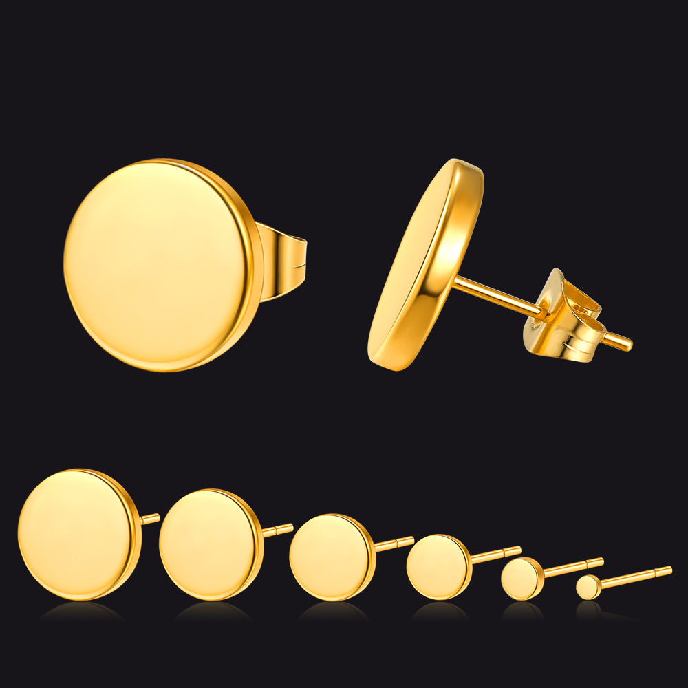 6 Pairs Punk Round Stud Earrings Set for