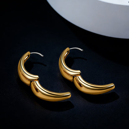 Classic Hollow Oval Puffed Hoop Earrings for , 14k Gold