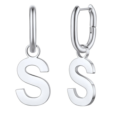 Hypoallergenic Initial Letter Dangle Earrings for