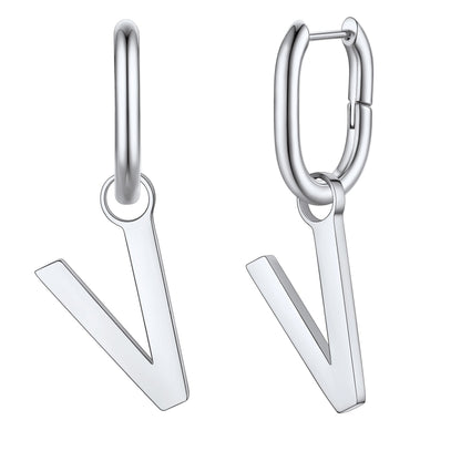 Hypoallergenic Initial Letter Dangle Earrings for