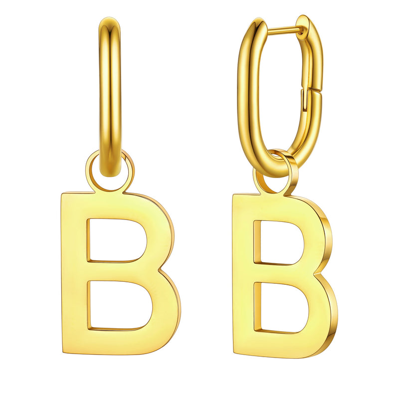 Hypoallergenic Initial Letter Dangle Earrings for