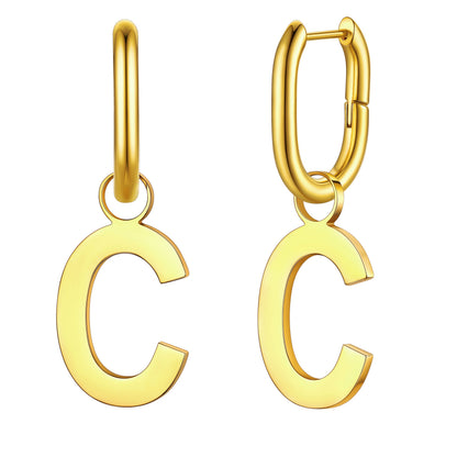 Hypoallergenic Initial Letter Dangle Earrings for