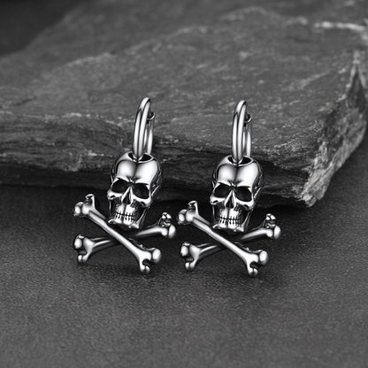 Punk Skull Crossbone Hoop Earrings Gift for