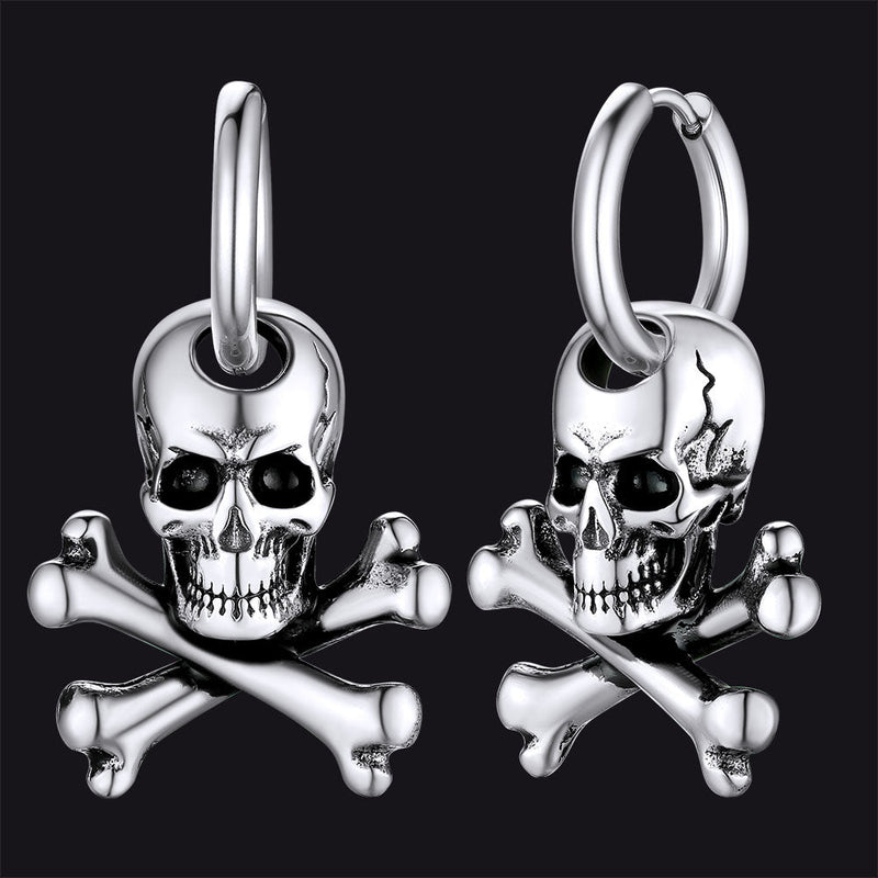 Punk Skull Crossbone Hoop Earrings Gift for