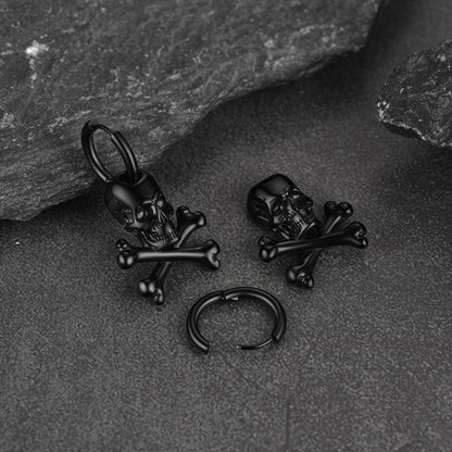 Punk Skull Crossbone Hoop Earrings Gift for
