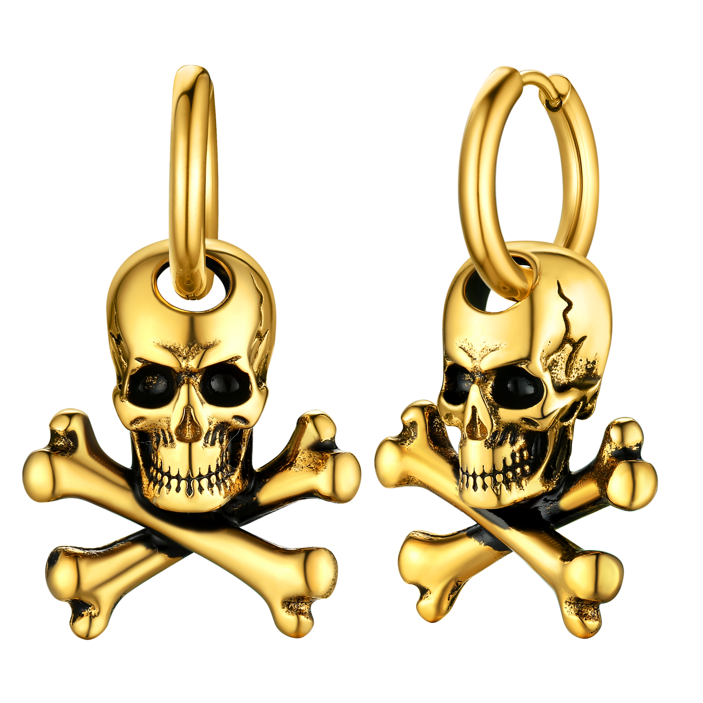 Punk Skull Crossbone Hoop Earrings Gift for