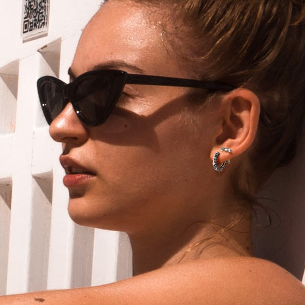 Gothic Skull Huggie Hoop Earrings for