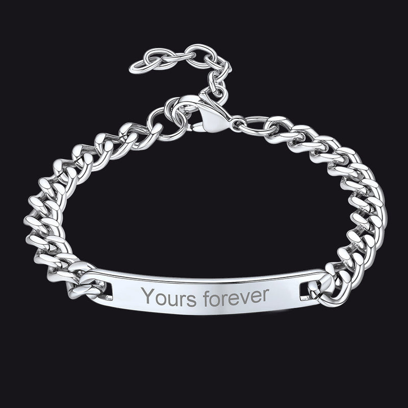 7mm Customized Id Cuban Chain Link Bracelet Gift for
