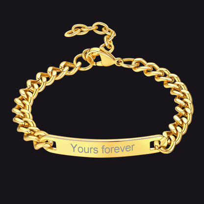 7mm Customized Id Cuban Chain Link Bracelet Gift for