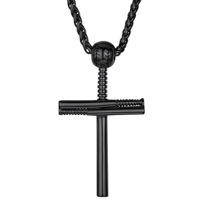 Baseball Bat Cross Necklace Sport Pendant for