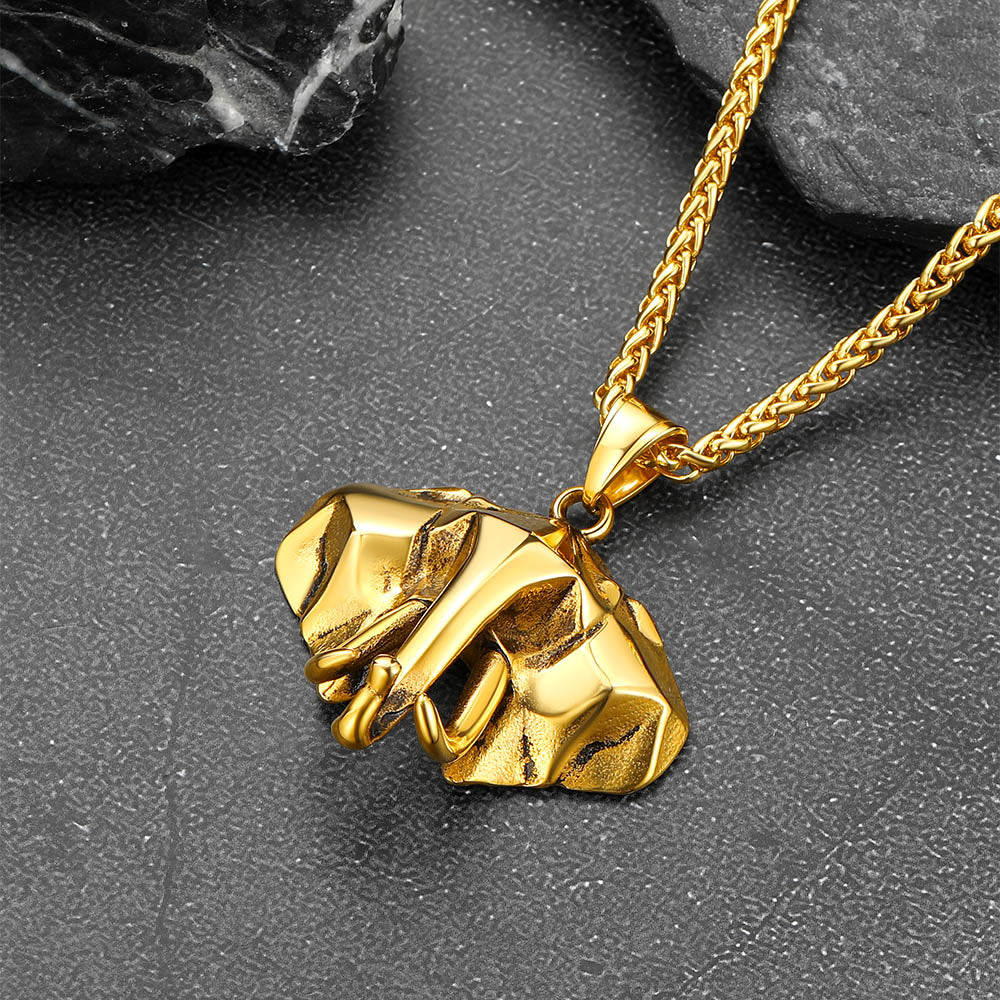 Stainless Steel African Elephant Necklace for