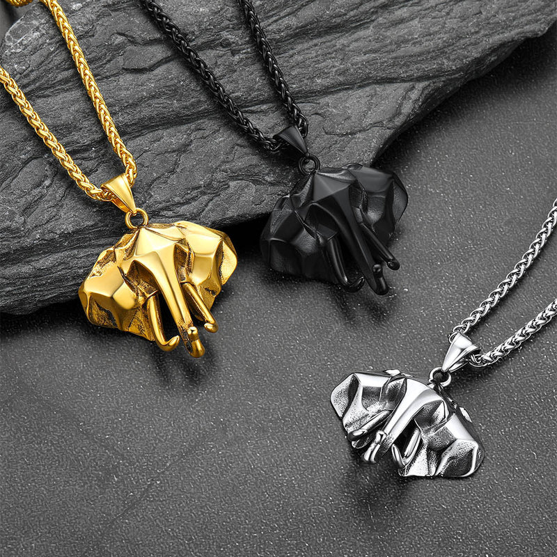 Stainless Steel African Elephant Necklace for