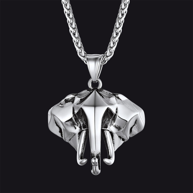 Stainless Steel African Elephant Necklace for