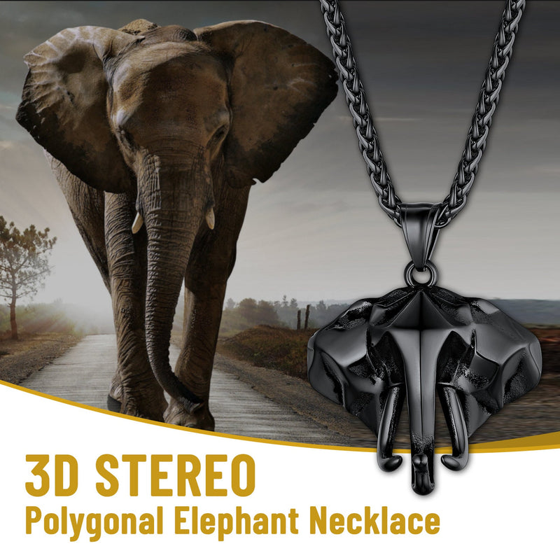Stainless Steel African Elephant Necklace for