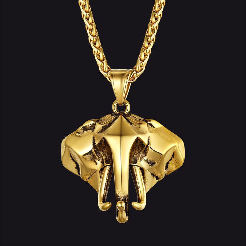 Stainless Steel African Elephant Necklace for