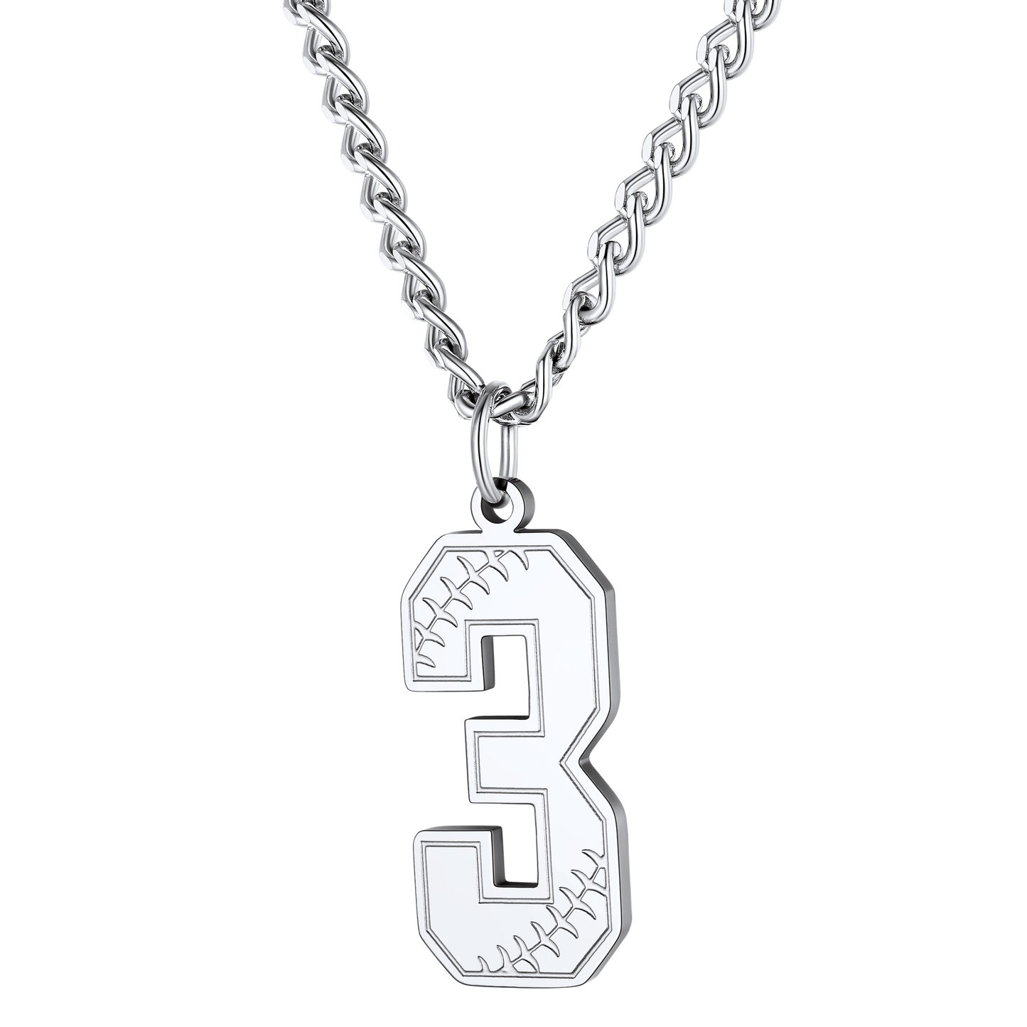Custom Baseball Jersey Number Pendant Necklace for