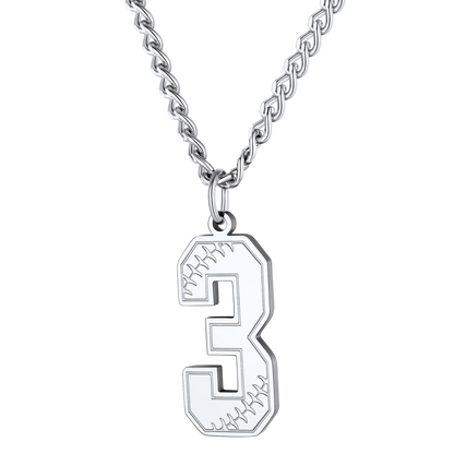 Custom Baseball Jersey Number Pendant Necklace for