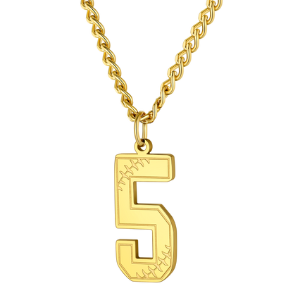 Custom Baseball Jersey Number Pendant Necklace for