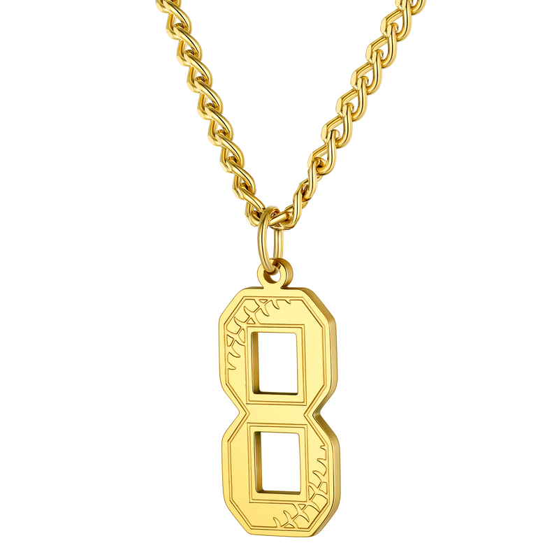 Custom Baseball Jersey Number Pendant Necklace for
