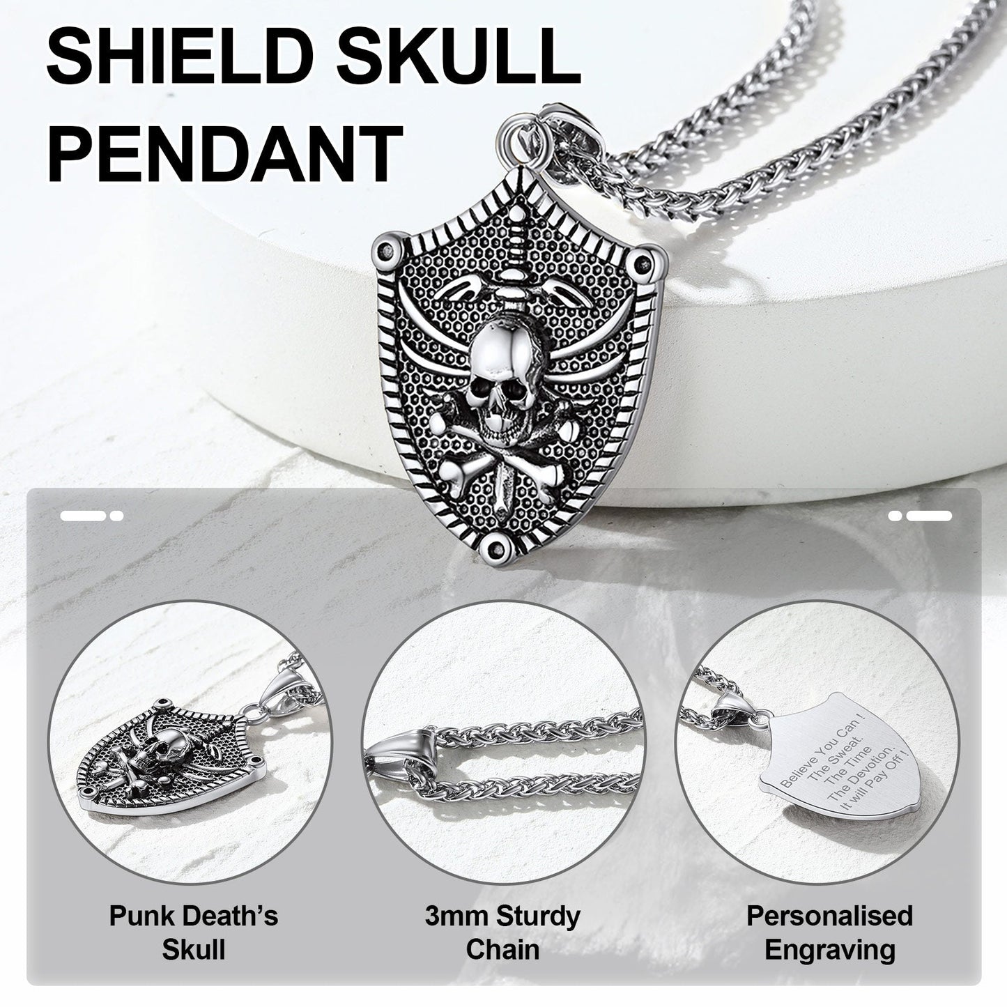 Flash Viking Norse Runes Skull Necklaces for Man