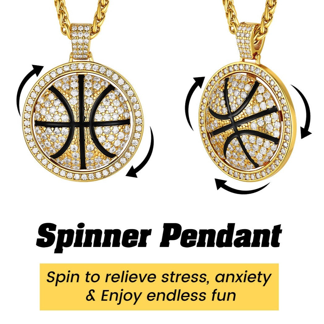 Bling Basketball Spinner Necklace for