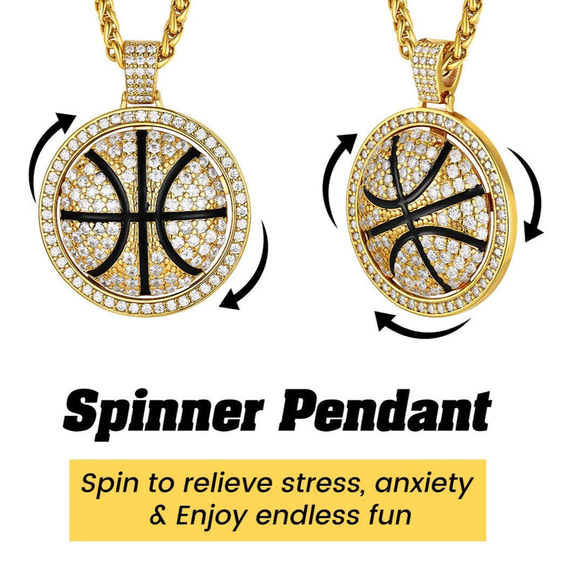 Bling Basketball Spinner Necklace for
