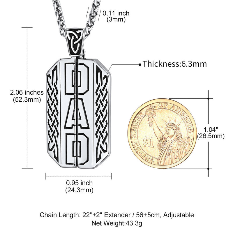 Custom Picture Open Locket Dog Tag Necklace With Viking Rune for Dad
