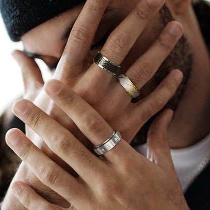 Flash Zircon Rotatable Fidget Ring for Anxiety Stainless Steel