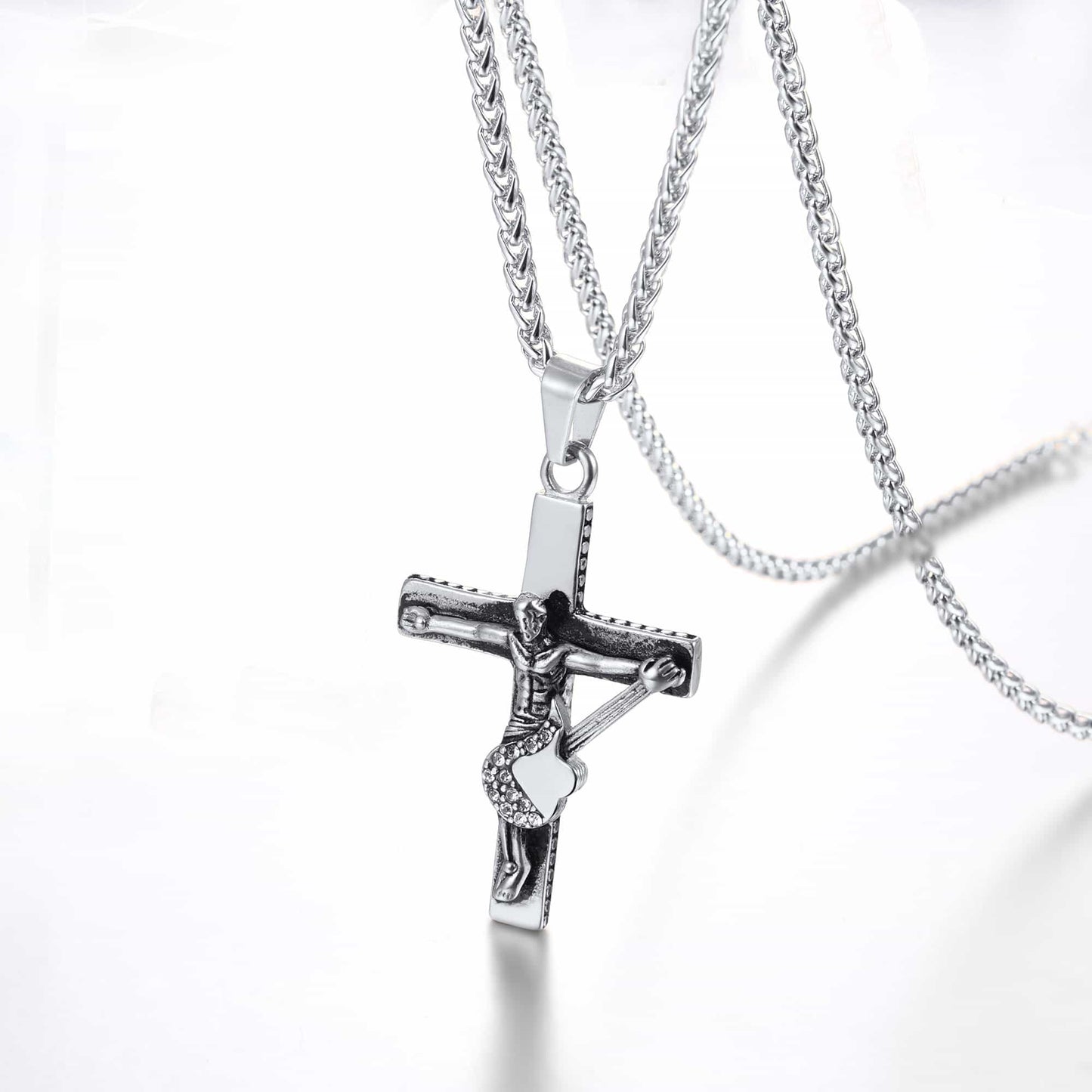 Guitar Jesus Cross Necklace Pendant for