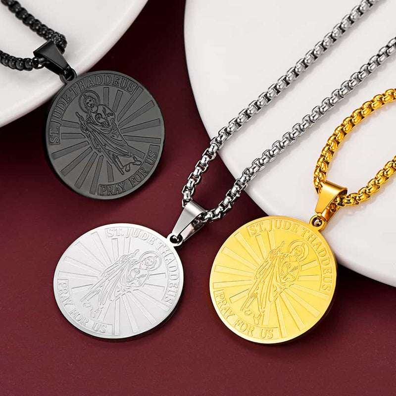 Religious Saint Jude Medal Necklace for