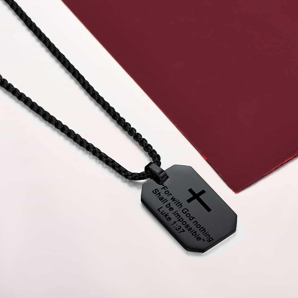 Christian Luke 1:37 Dog Tag Necklace for /
