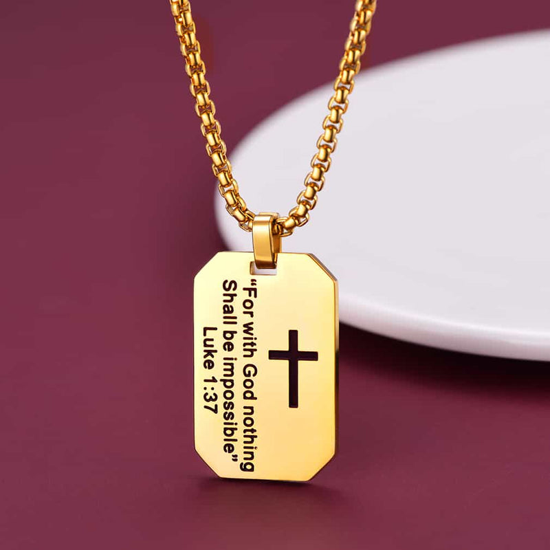 Christian Luke 1:37 Dog Tag Necklace for /