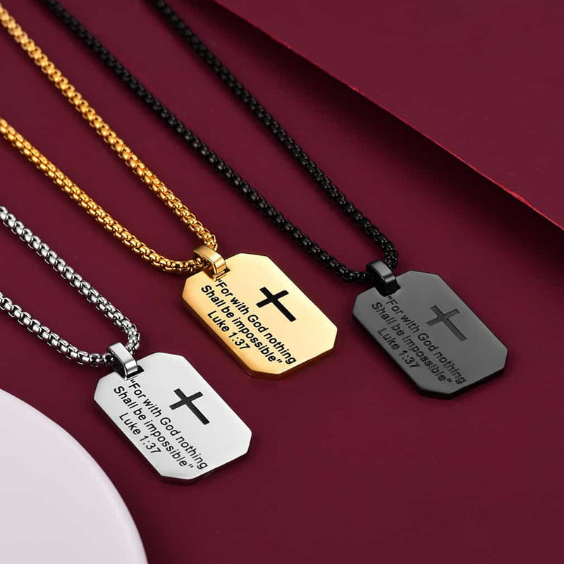 Christian Luke 1:37 Dog Tag Necklace for /