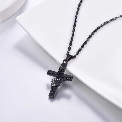 Punk Skull Guitar Cross Necklace for