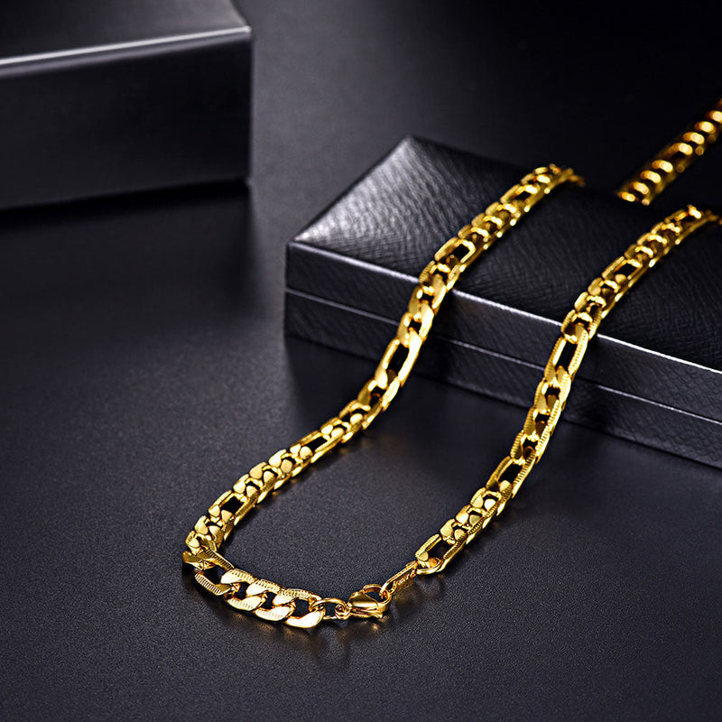 7mm Stainless Steel Figaro Link Chain Necklace for