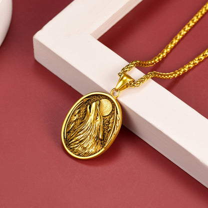 Norse Viking Wolf Pendant Necklace for