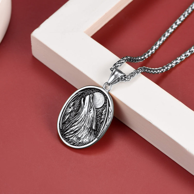 Norse Viking Wolf Pendant Necklace for