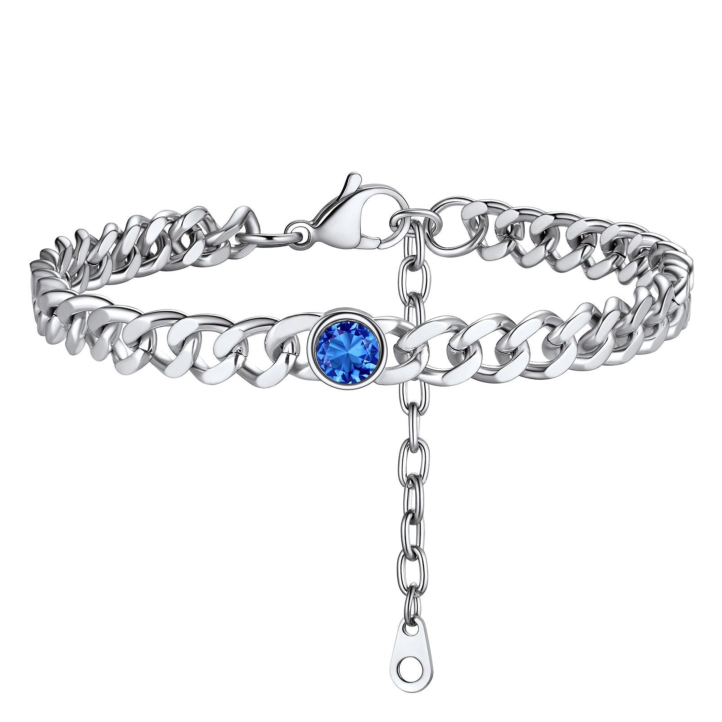 Personalized Birthstone Cuban Link Anklet for