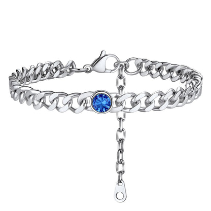 Personalized Birthstone Cuban Link Anklet for