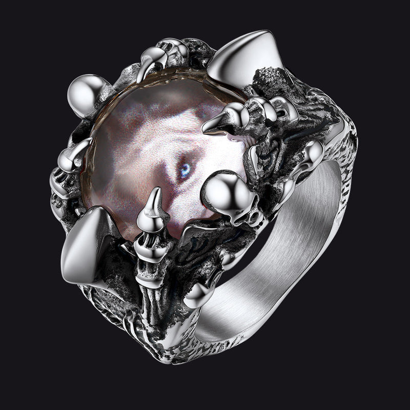 Customized Gothic Photo Dragon Claw Ring With Picture for