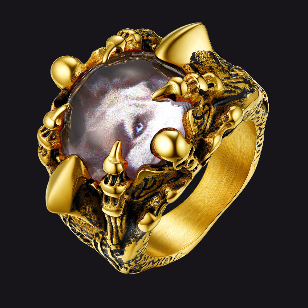 Customized Gothic Photo Dragon Claw Ring With Picture for