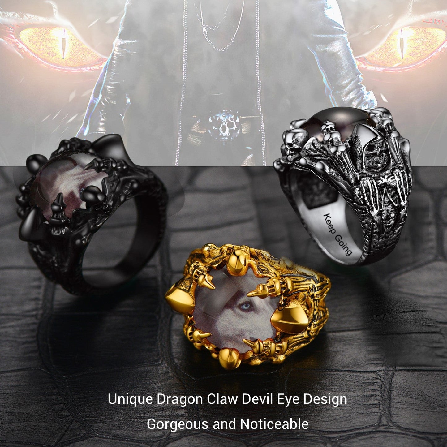 Customized Gothic Photo Dragon Claw Ring With Picture for