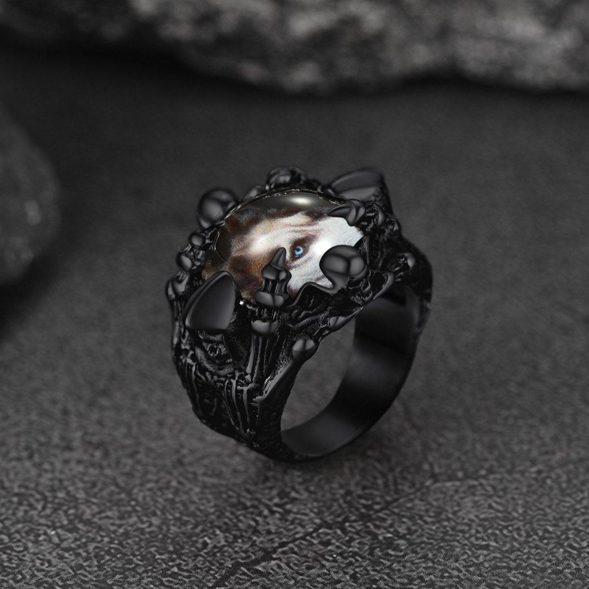 Customized Gothic Photo Dragon Claw Ring With Picture for