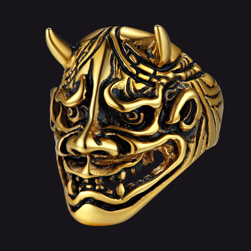 Gothic Hannya Mask Demon Ring for